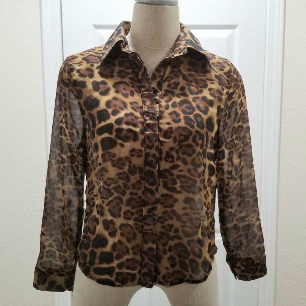 Sheer Leopard Print Blouse